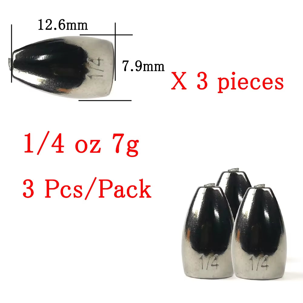 Thetime Texas /Carolina /Drop Shot Rig Tungsten Sinkers 1/16-1 OZ Bullet Weights Columnar 1.8-28G Bass Fishing Lures Accessories