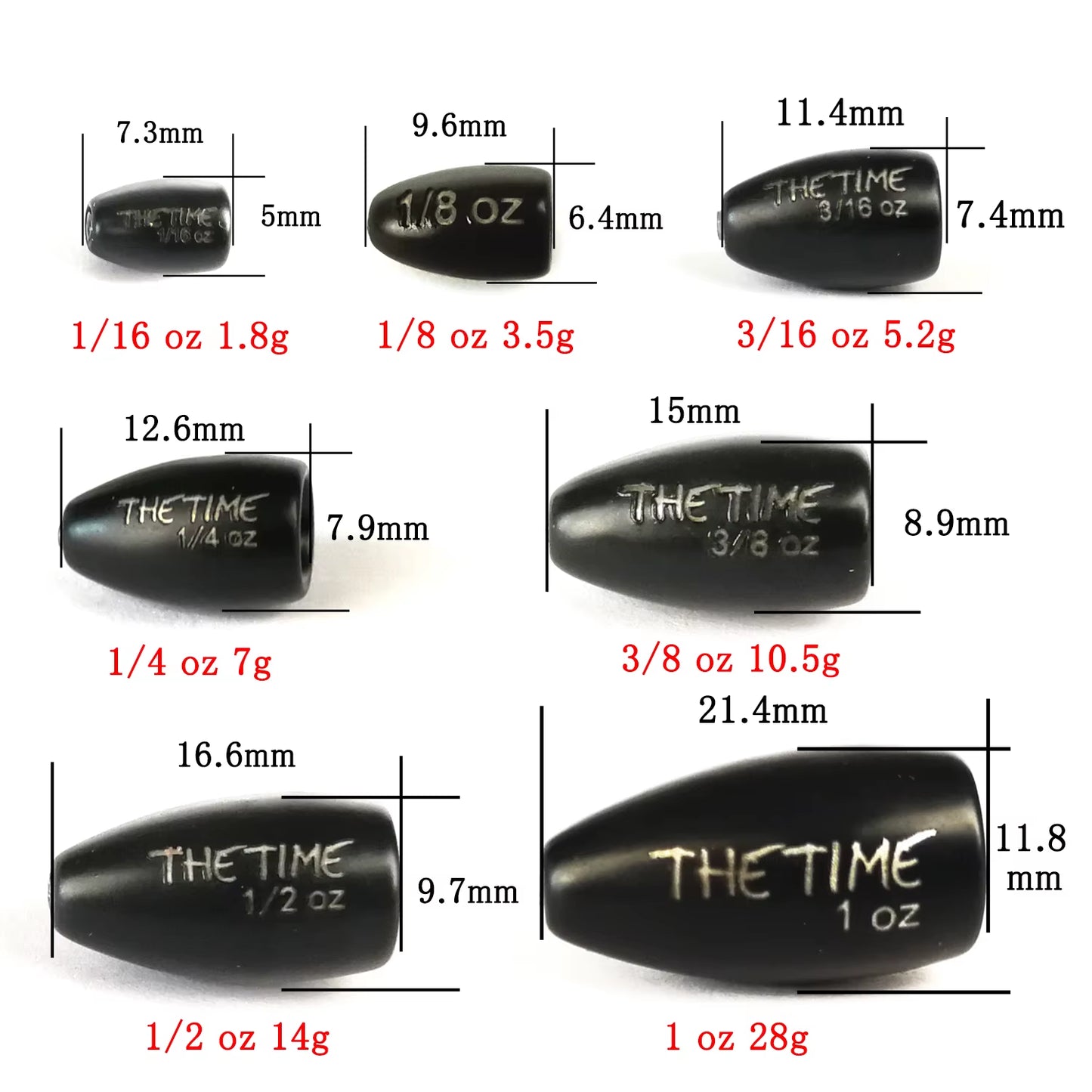 Thetime Texas /Carolina /Drop Shot Rig Tungsten Sinkers 1/16-1 OZ Bullet Weights Columnar 1.8-28G Bass Fishing Lures Accessories