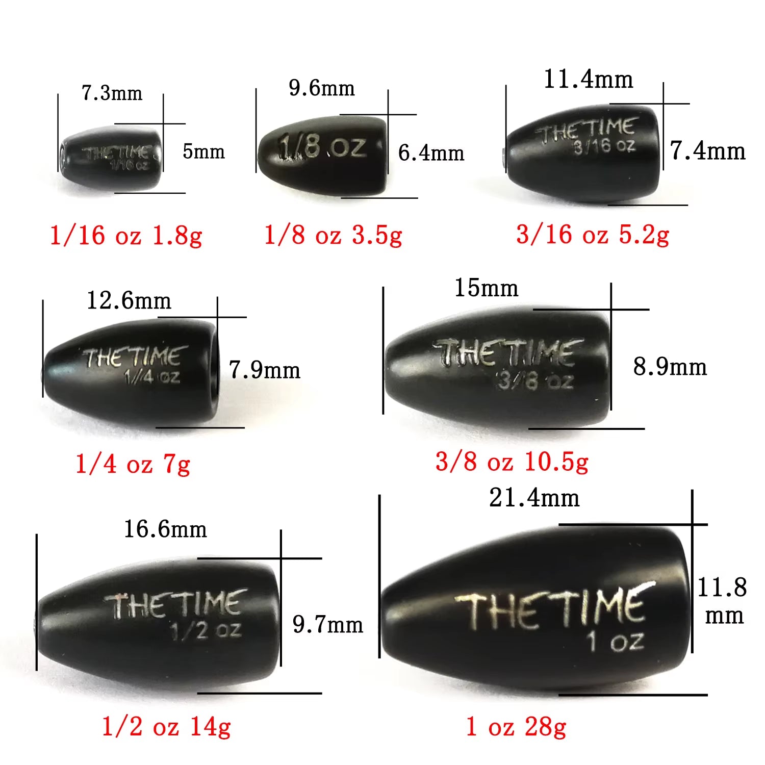 Thetime Texas /Carolina /Drop Shot Rig Tungsten Sinkers 1/16-1 OZ Bullet Weights Columnar 1.8-28G Bass Fishing Lures Accessories