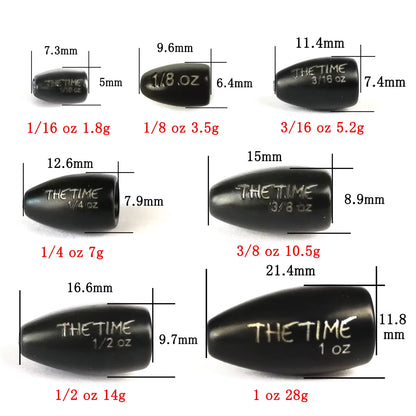 Thetime Texas /Carolina /Drop Shot Rig Tungsten Sinkers 1/16-1 OZ Bullet Weights Columnar 1.8-28G Bass Fishing Lures Accessories