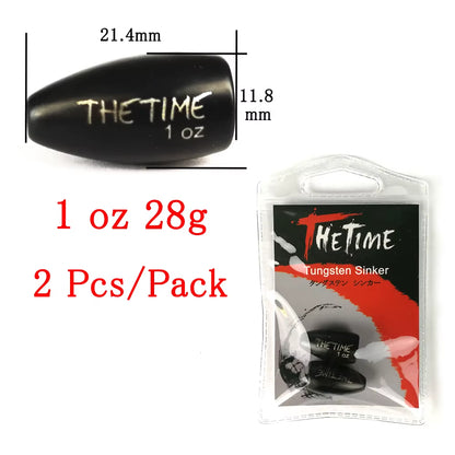 Thetime Texas /Carolina /Drop Shot Rig Tungsten Sinkers 1/16-1 OZ Bullet Weights Columnar 1.8-28G Bass Fishing Lures Accessories