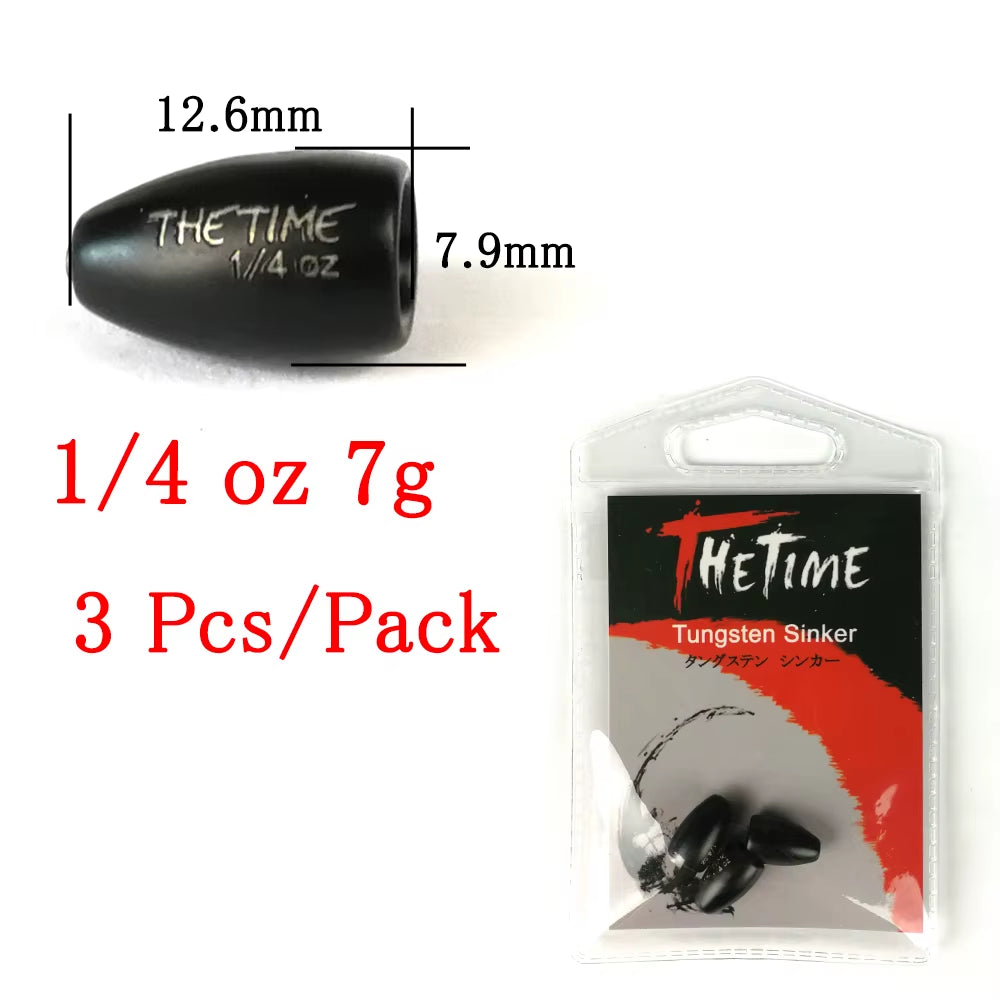Thetime Texas /Carolina /Drop Shot Rig Tungsten Sinkers 1/16-1 OZ Bullet Weights Columnar 1.8-28G Bass Fishing Lures Accessories