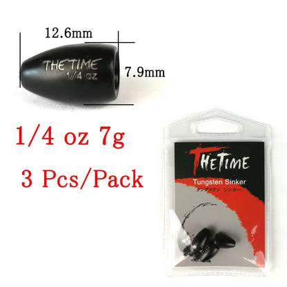 Thetime Texas /Carolina /Drop Shot Rig Tungsten Sinkers 1/16-1 OZ Bullet Weights Columnar 1.8-28G Bass Fishing Lures Accessories