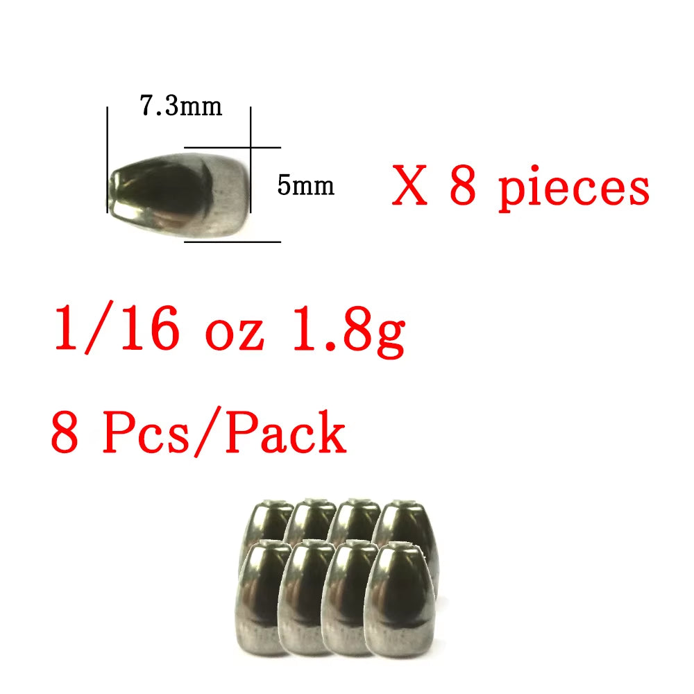 Thetime Texas /Carolina /Drop Shot Rig Tungsten Sinkers 1/16-1 OZ Bullet Weights Columnar 1.8-28G Bass Fishing Lures Accessories