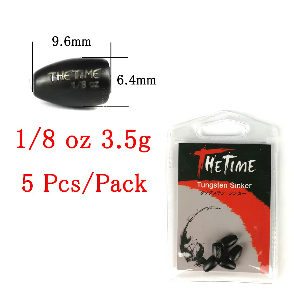 Thetime Texas /Carolina /Drop Shot Rig Tungsten Sinkers 1/16-1 OZ Bullet Weights Columnar 1.8-28G Bass Fishing Lures Accessories