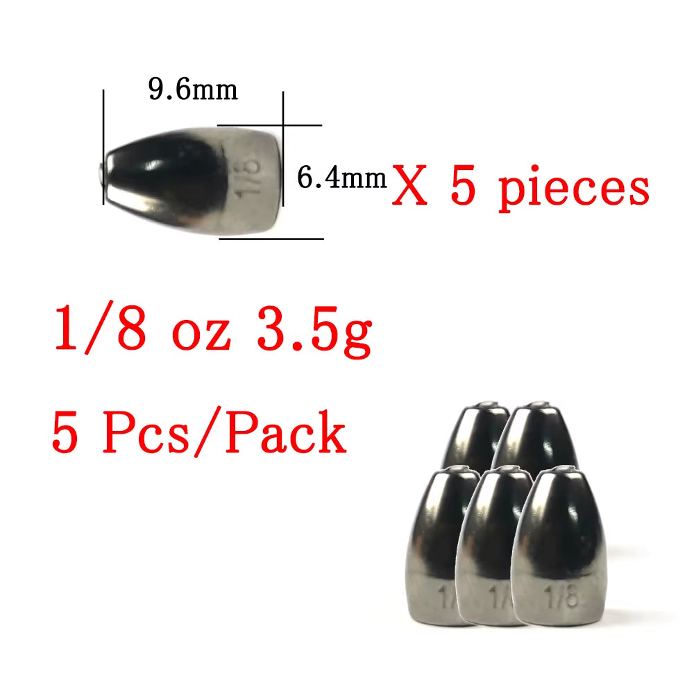 Thetime Texas /Carolina /Drop Shot Rig Tungsten Sinkers 1/16-1 OZ Bullet Weights Columnar 1.8-28G Bass Fishing Lures Accessories